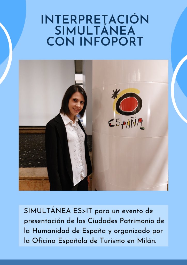 Eleonora Monoscalco, intérprete de italiano en Milán especializada en turismo realizando un servicio de traducción simultánea para las ciudades españolas de la UNESCO