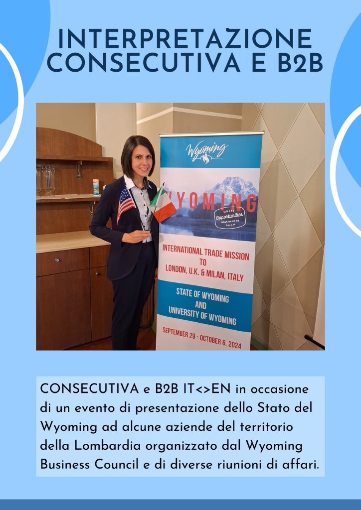 Eleonora Monoscalco, interprete italiano inglese a Milano mentre offre un servizio di interpretariato simultaneo e consecutivo per lo stato del Wyoming (USA)